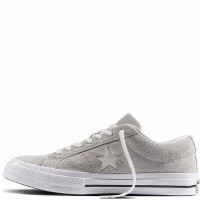 Converse One Star Premium Suede Low Tops Womens - Grey/White/White Shoes (468GBUTH)